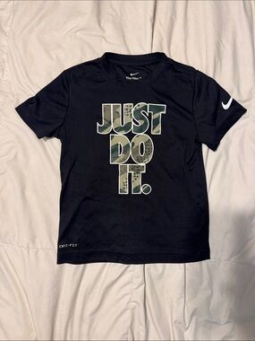 Nike Black Tee with Camouflage 'Just Do It' Graphic